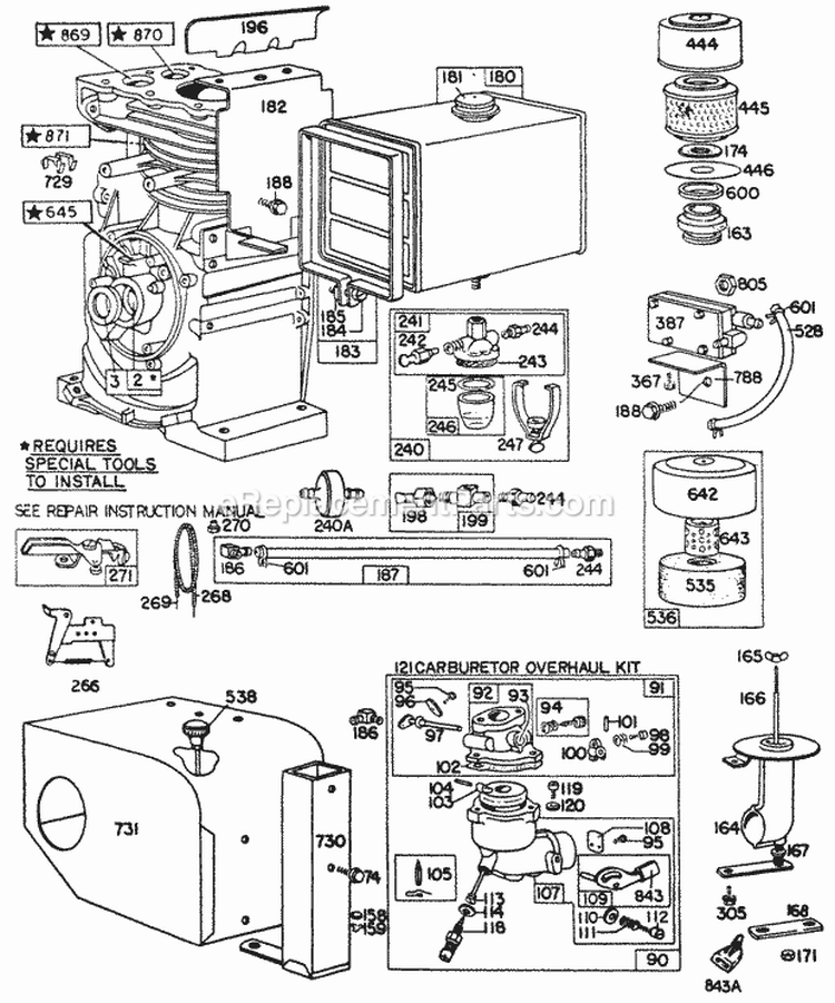 Fuel TankSno-GardPrimer Diagram and Parts List for  Briggs and Stratton Engine